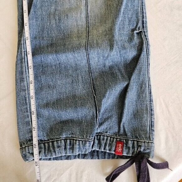 EDC by Esprit Jeans Women Youth US 9 Faded Blue Cropped Faux Cargo Pockets Y2K - Picture 7 of 16
